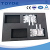 Plastic pallet boxes with liners secure storage of plastic parts.