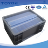 Plastic Toolbox Wrapped in Mesh for Dust and Water Protection.