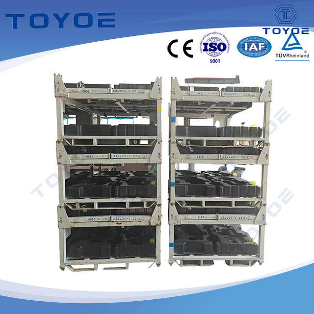 The stacked parts material rack has inner lining protection.
