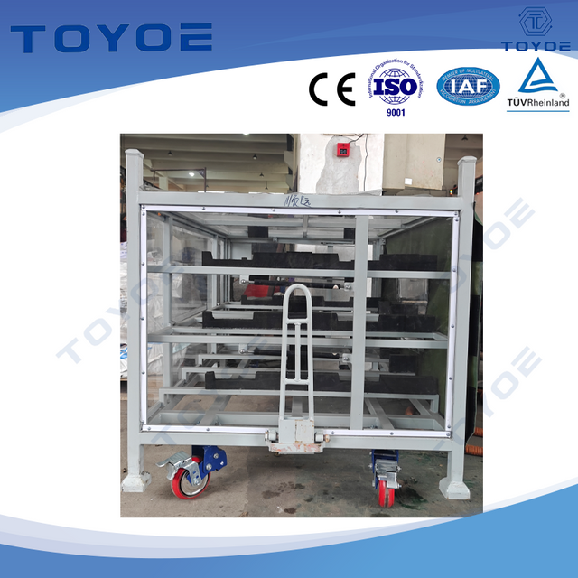 Automotive Mobile Racks: Grid-lined surfaces enable optimized part organization. 