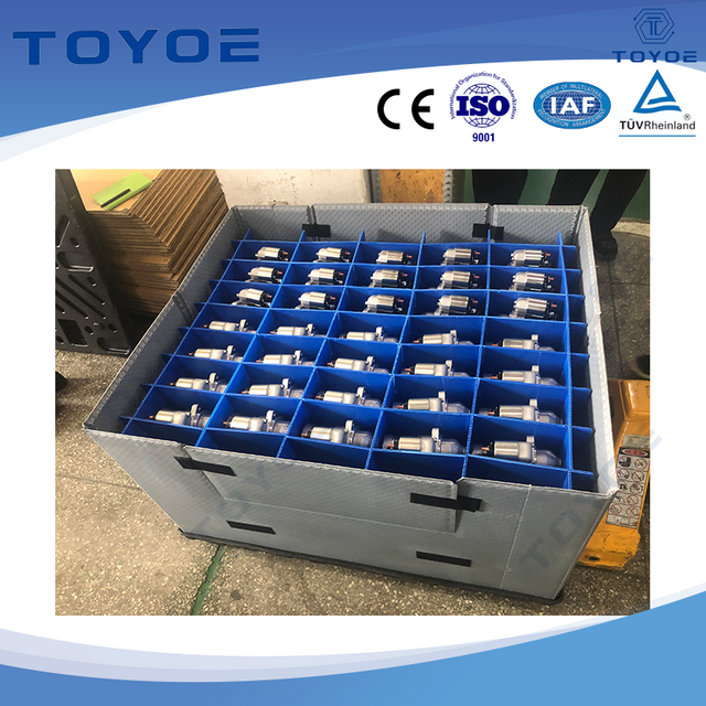 Collapsible pallet boxes with premium custom lining for auto parts transport.