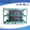 Auto parts metal rack has outer dust-proof curtain for protection.