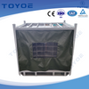 Rectangular fabric bag rack with grid lining safeguards components effectively.