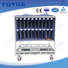Metal racks feature galvanized surfaces and polyurethane lining.