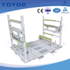 Open-close warehouse system eases female workers' goods retrieval.