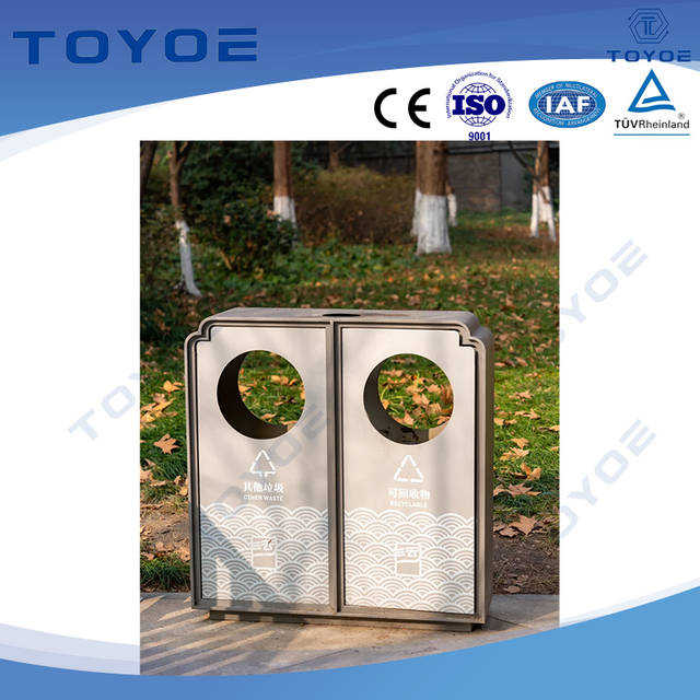 UrbanRecycle Duo-Station Dual-Compartment Recycling Sorter for Outdoors