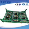 The heavy-duty material rack's bottom has pallets for forklift operation.