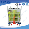 Rectangular fabric bag rack with grid lining safeguards components effectively.