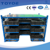 Metal racks feature galvanized surfaces and polyurethane lining.