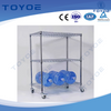 High-capacity metal racks with customizable protective linings.