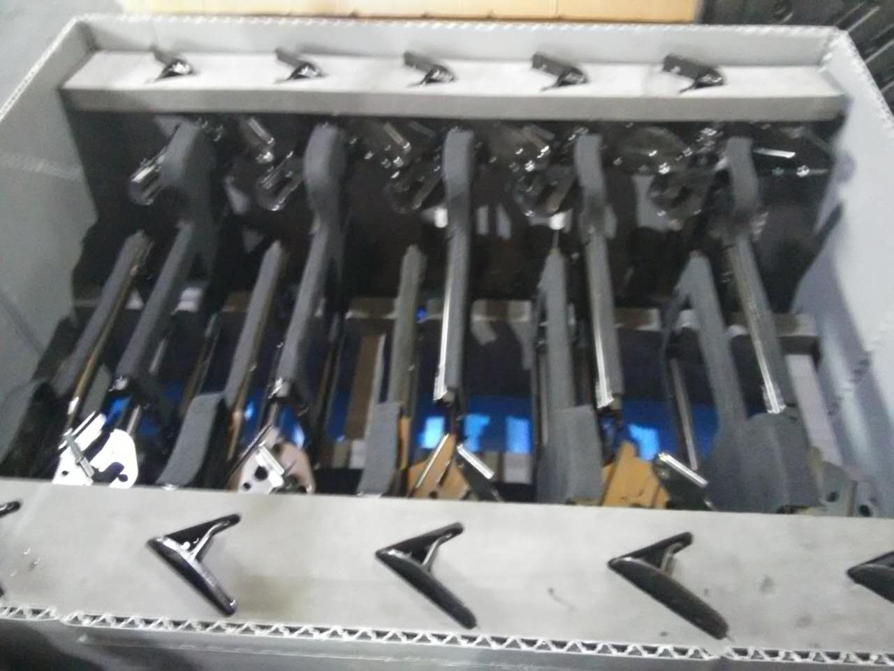 Plastic storage box for automotive parts