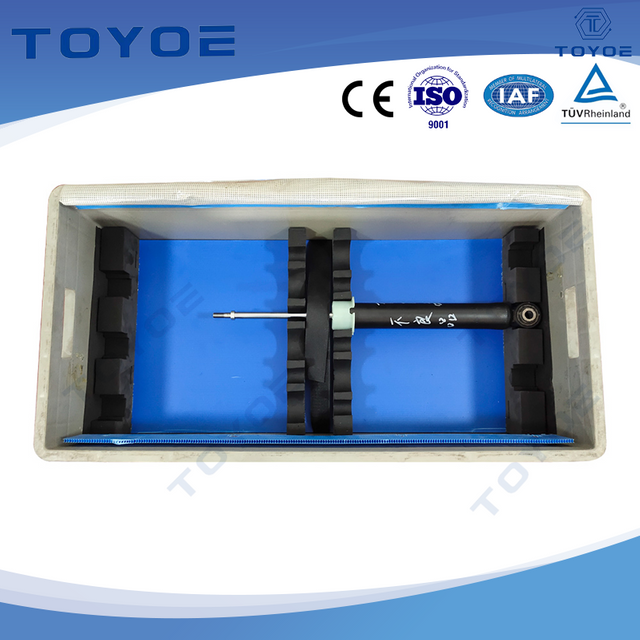 Grey foam-lined plastic box ideal for car spring storage.