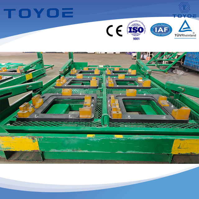 Steel-frame racks: heavy-duty simplicity for automotive tire transport.