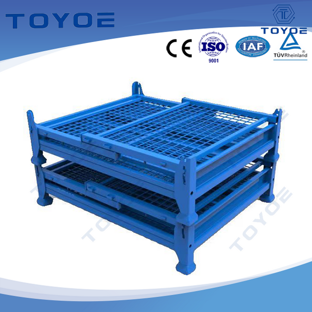 EU-compliant galvanized foldable recyclable iron-mesh box.