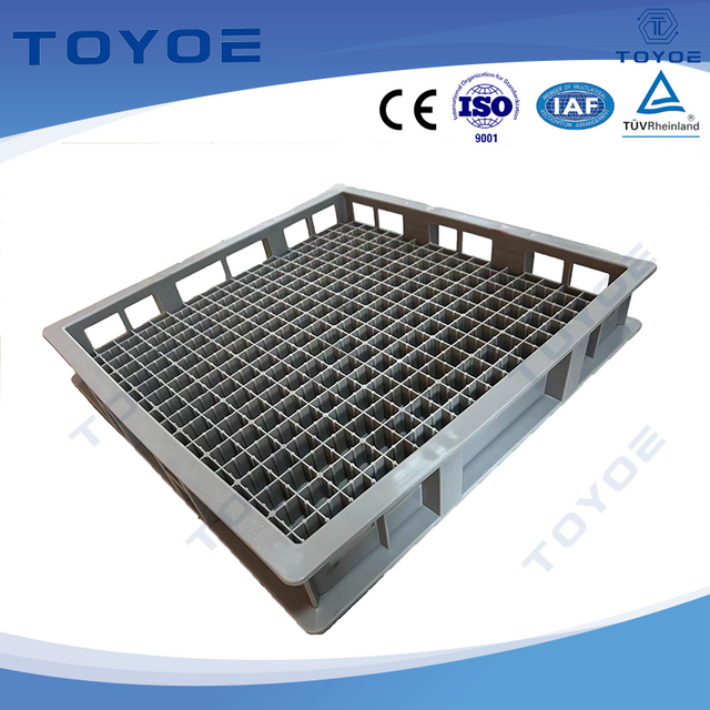HDPE box's layered dividers shield parts from impact.