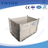 Metal box logo aids forklift handling.