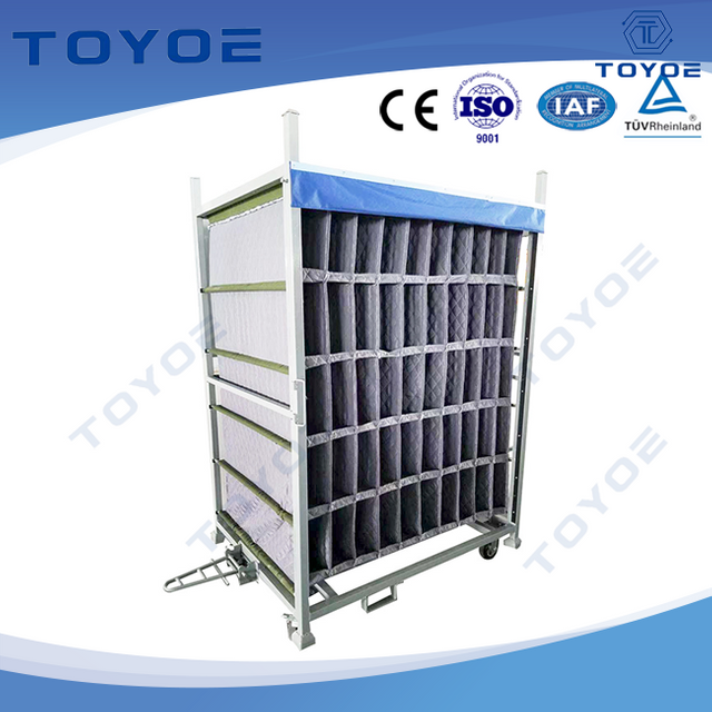 Auto Parts Transport Rack Features Fabric Baffles for Protection. 