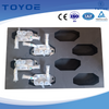 Plastic pallet boxes with liners secure storage of plastic parts.