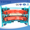 Metal racks feature galvanized surfaces and polyurethane lining.