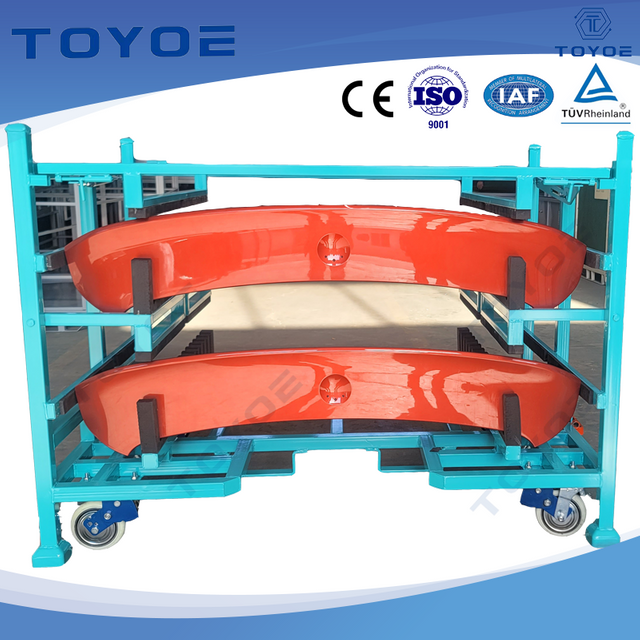 Metal racks combined with foam linings effectively store car bumpers