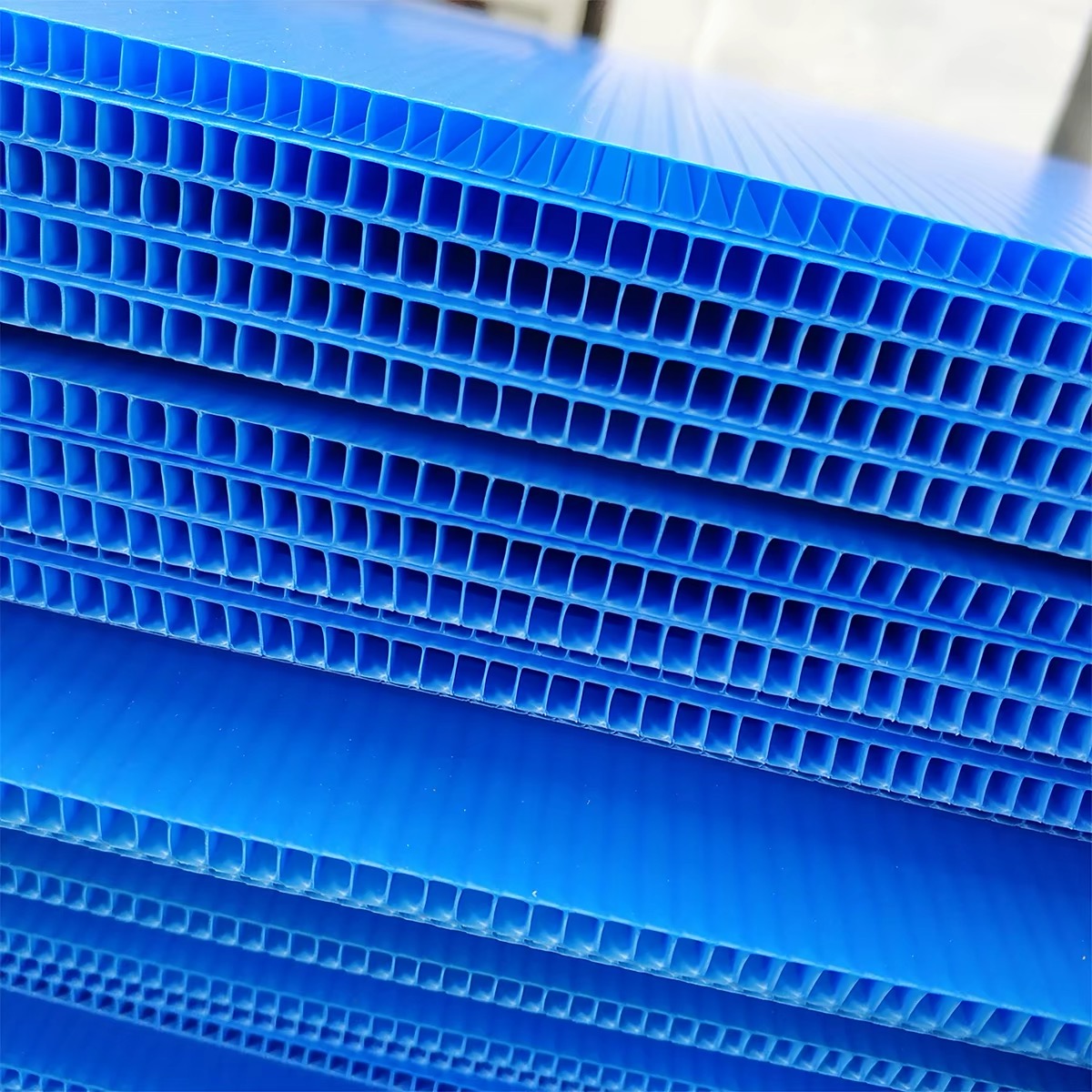 Blue plastic hollow panel