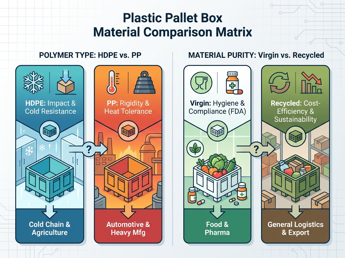 Plastic pallet box material comparison and selection