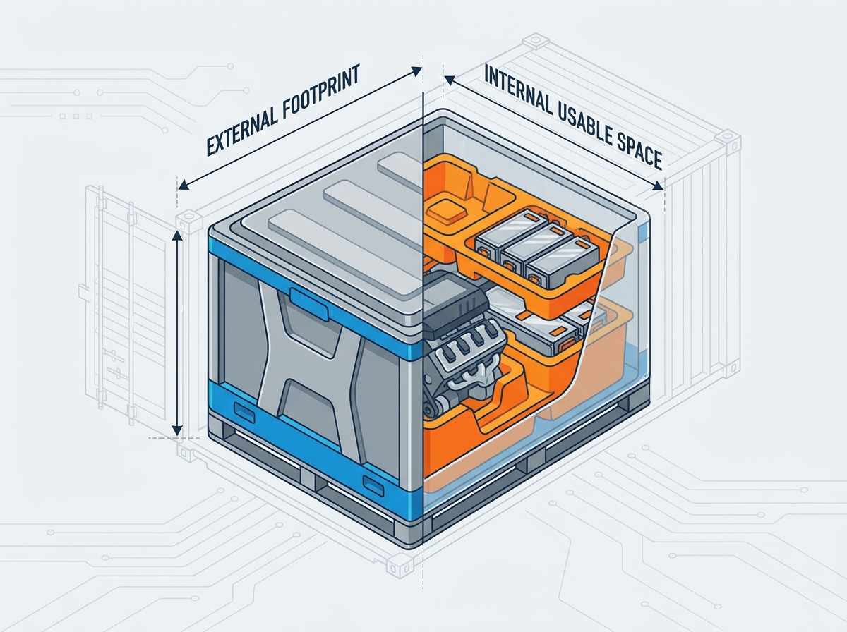Composite Pallet Box for Automotive Parts Sizing