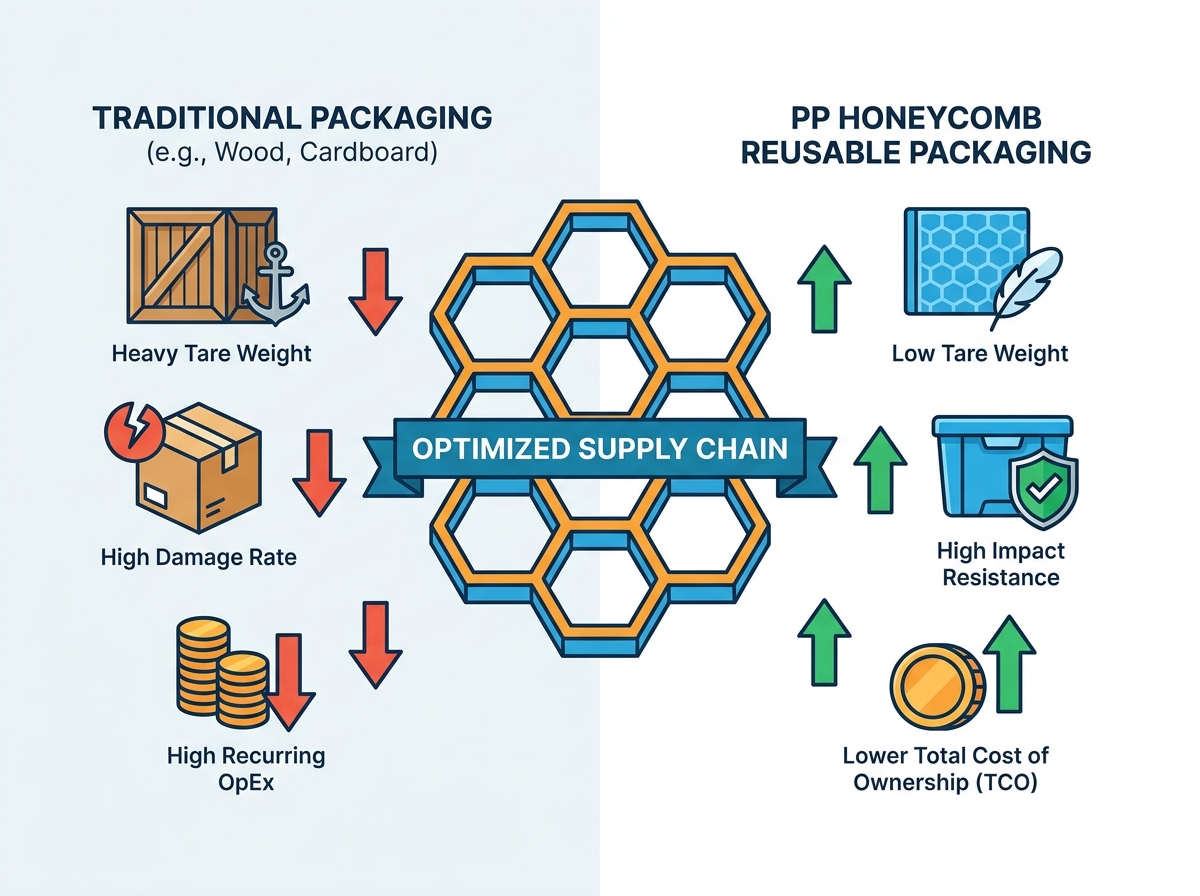Industrial PP honeycomb panel structure and cross-section details